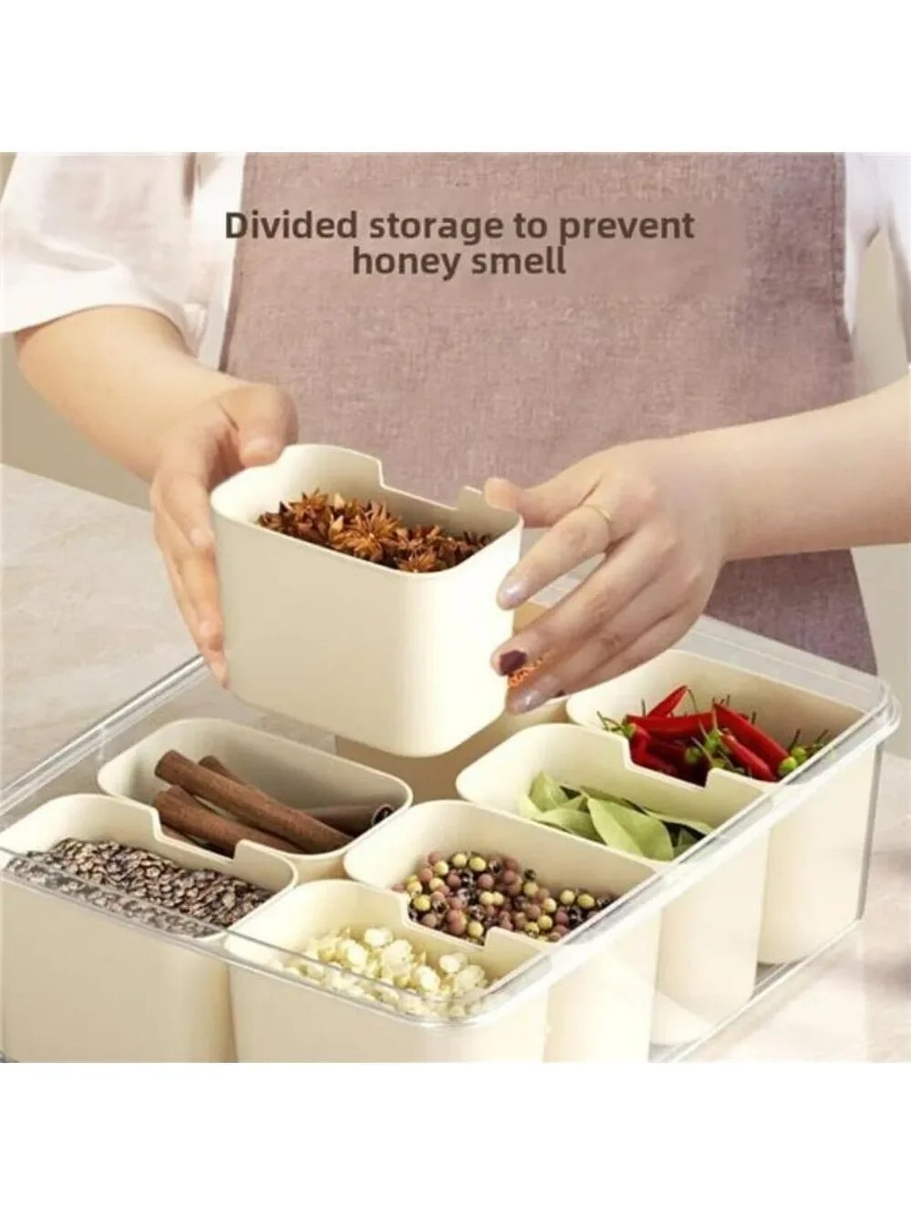 Kitchen storage container with 8 partition boxes airtight seasoning snack fruit